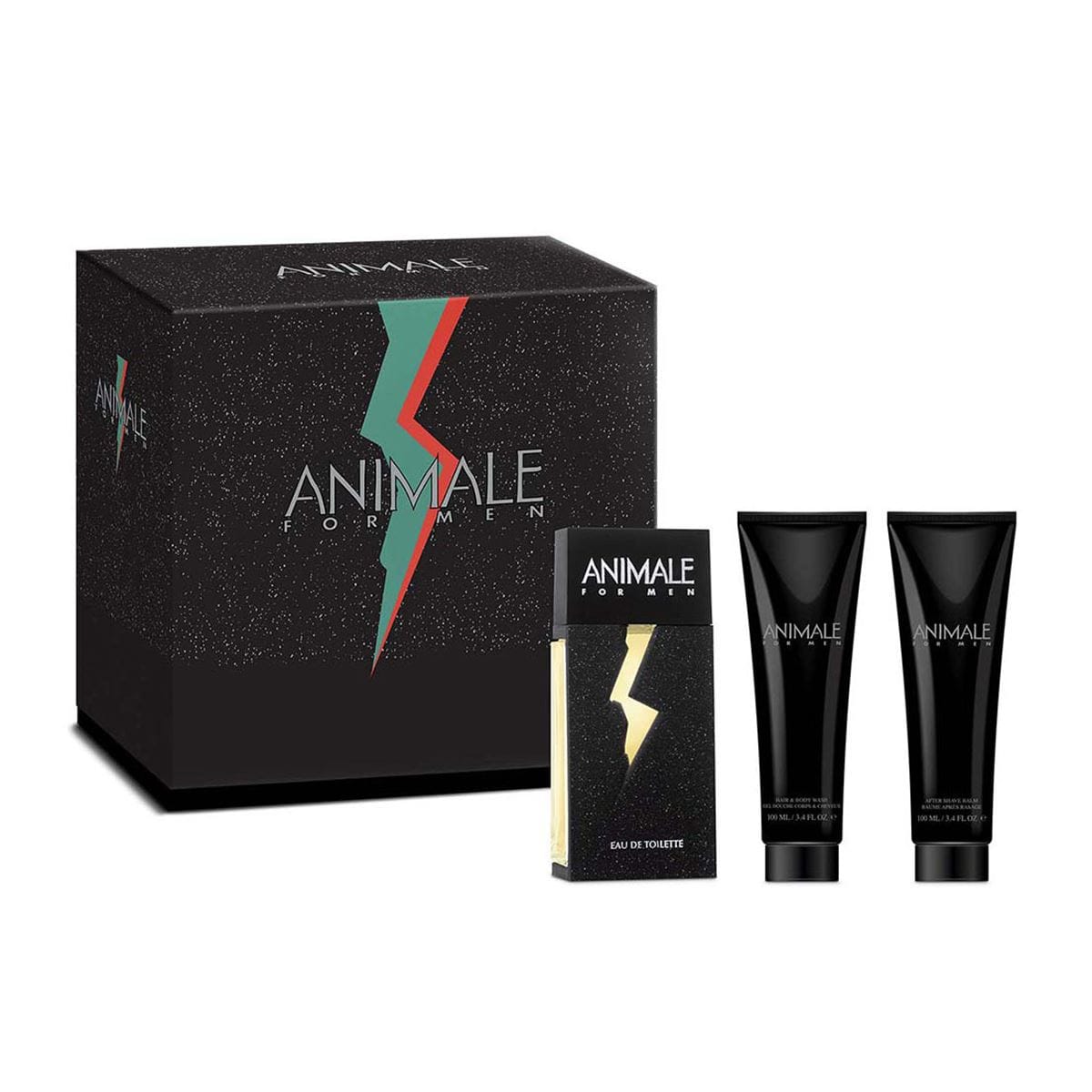 Animale for Men 3 pc Gift Set EDT 3.4 oz + A/shave Balm + B/wash