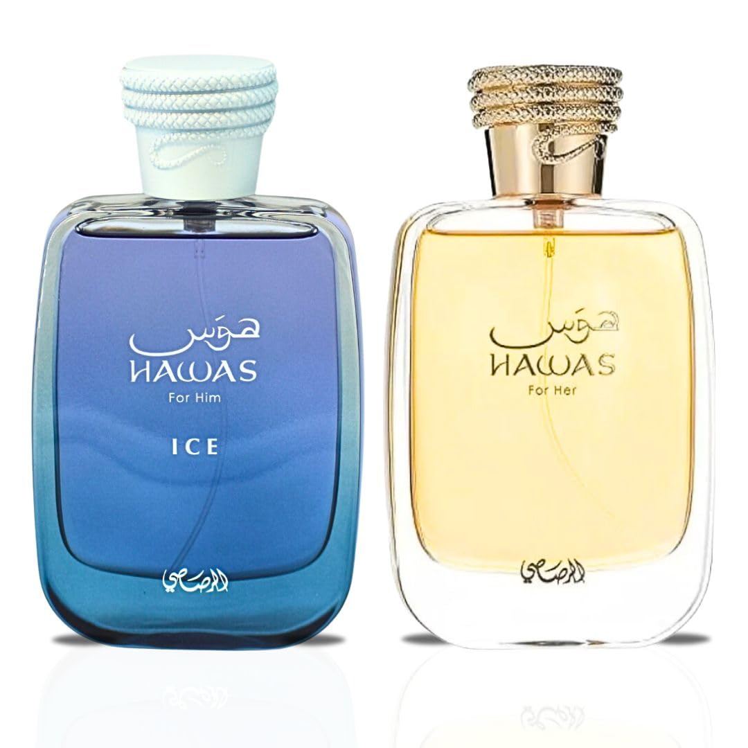 Rasasi Hawas Ice For Him & Hawas For Her - Eau de Parfum 3.4 oz 100 ml