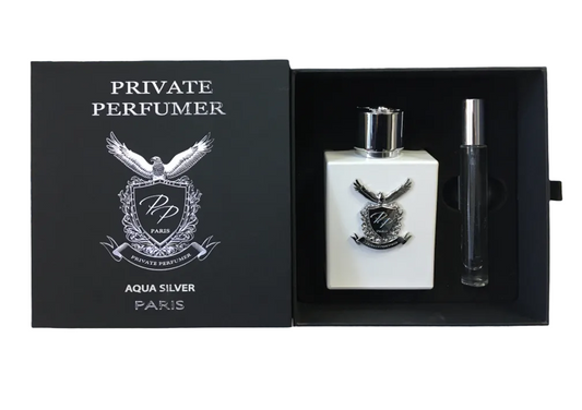 Aqua Silver 2pc Gift Set Parfum 3.3 oz 100 ml + .33oz 10 ml Unisex By Private Perfumer