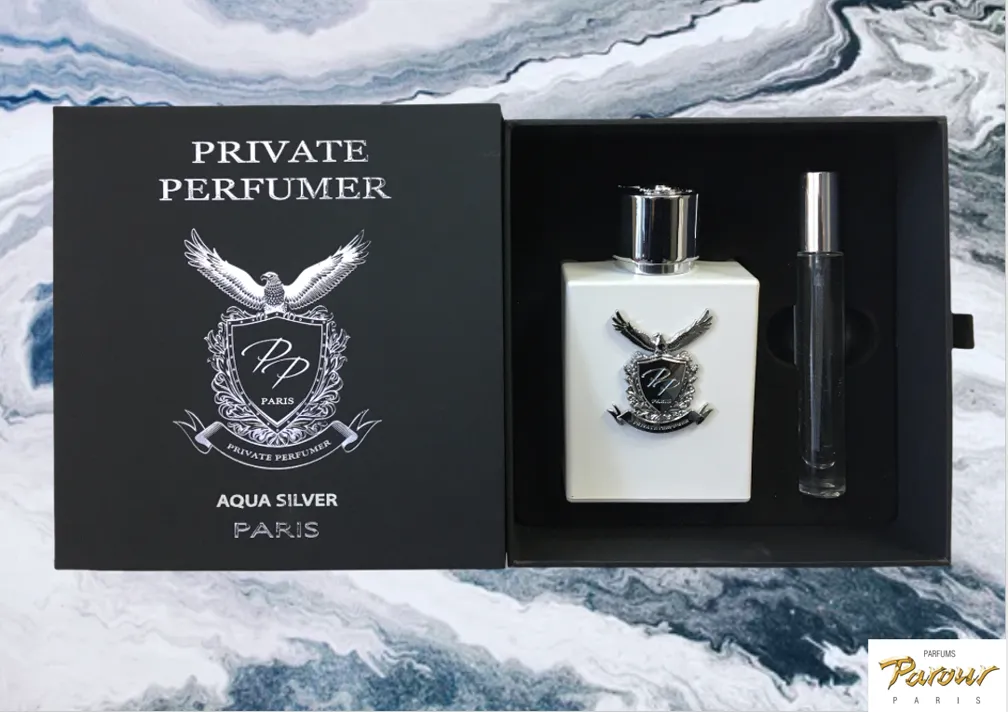 Aqua Silver 2pc Gift Set Parfum 3.3 oz 100 ml + .33oz 10 ml Unisex By Private Perfumer