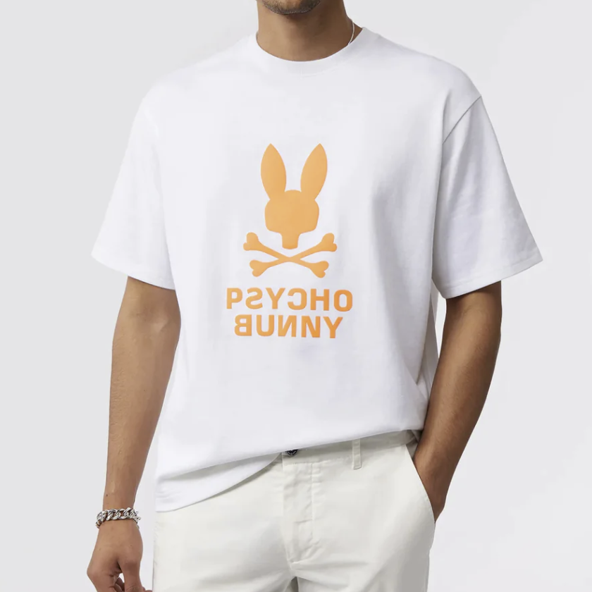 Psycho Bunny Men's Lloyds Relaxed Fit Graphic Tee White