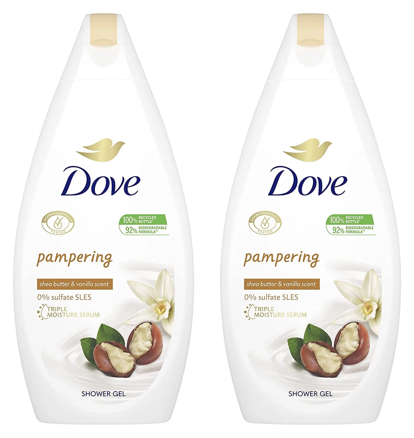 Dove Shower gel Shea Butter and Vanilla Body Wash 500 ml 16.9 oz "2-PACK"