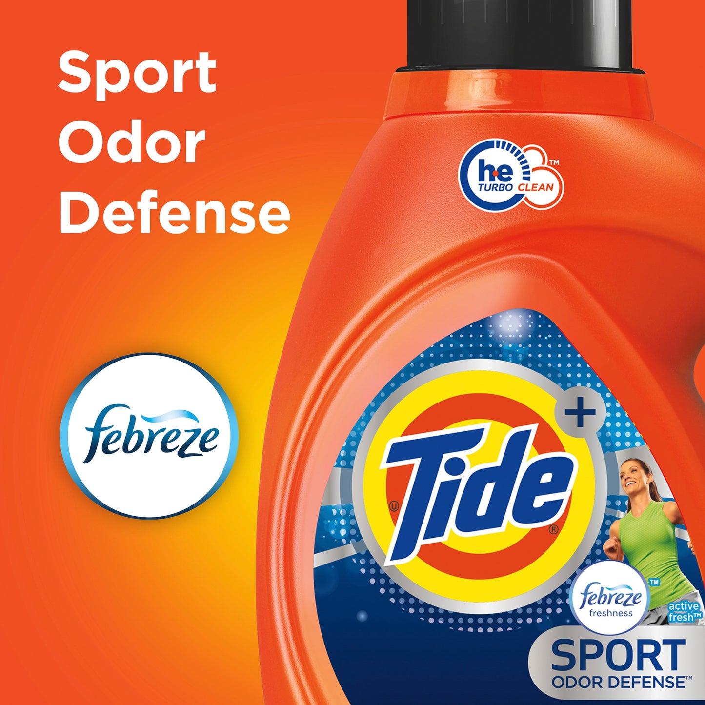 Tide Plus Febreze Fresh Sport Odor Defense HE Turbo Clean Liquid Laundry Detergent, Active Fresh Scent, 69 Fl Oz (44 Loads)