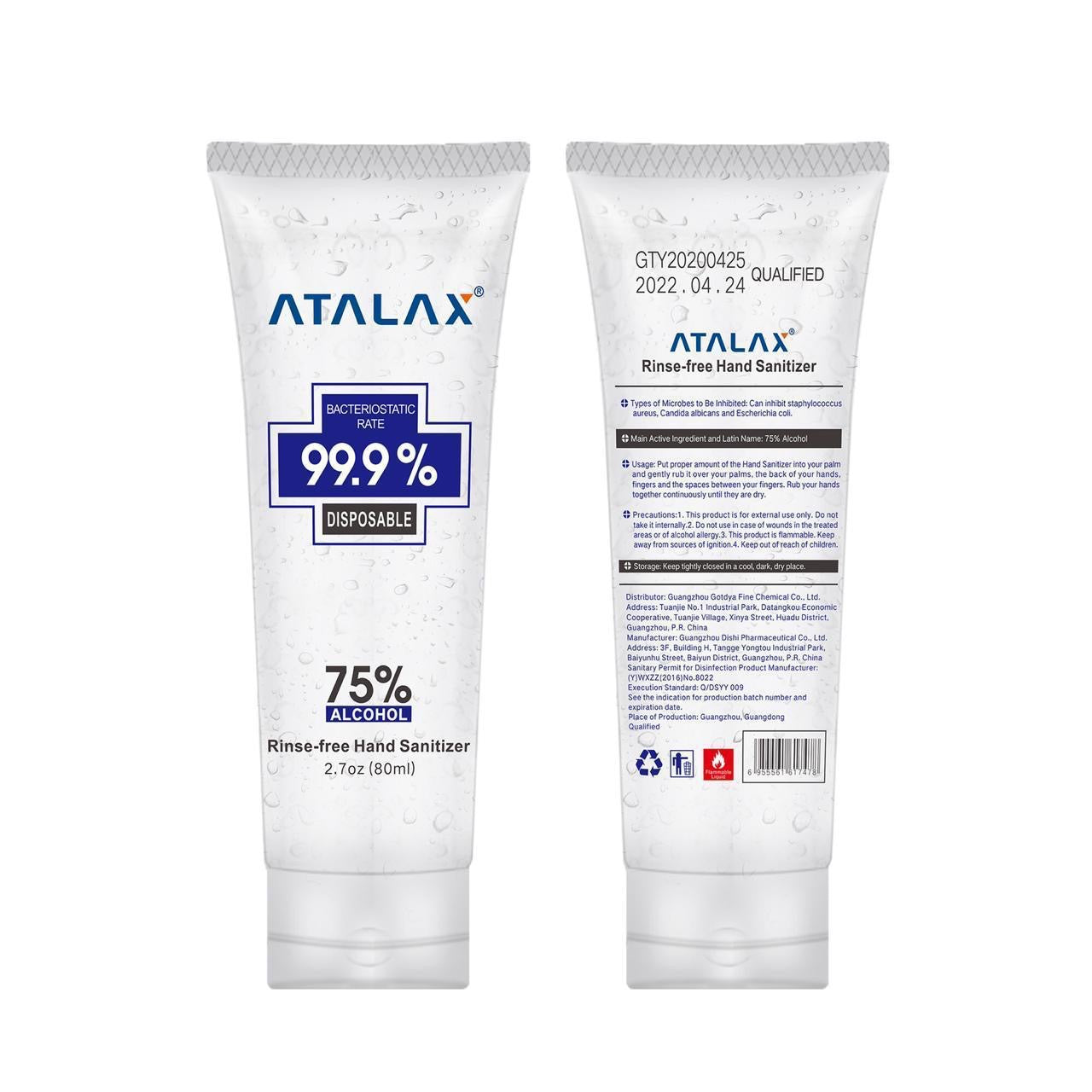 Hand Sanitizer 75% Alcohol 2.7 oz by Atalax "3-PACK"