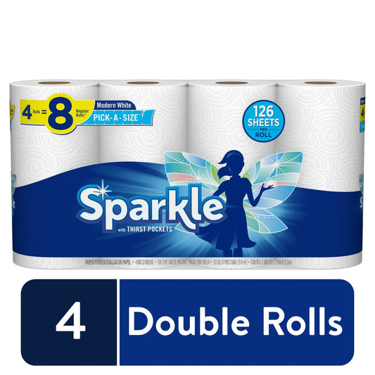 Sparkle Pick-A-Size Paper Towels, 4 Double Rolls = 8