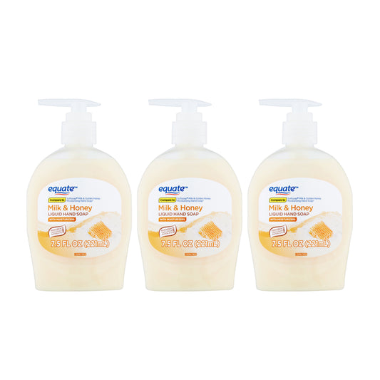 Equate Milk & Honey Liquid Hand Soap with Moisturizers 7.5 oz "3-PACK"