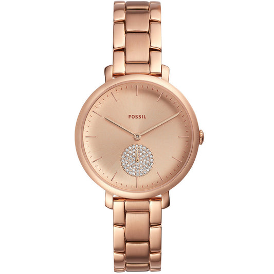 Fossil Jacqueline Rose Gold Stainless Steel Band Gold Quartz Dial Watch (ES4438)