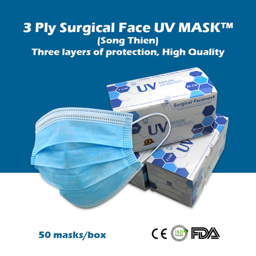 Face Mask 3 Ply Surgical Vietnam UVMASK™️ "Box 50 pcs"