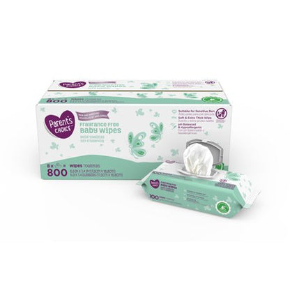 Parent's Choice Baby Wipes Hypoallergenic "8-Packs" 800 Total Count