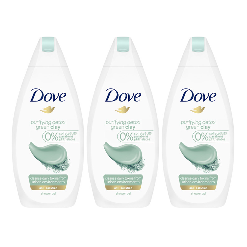 Dove Body Wash Purifying Detox Green Clay 500 ml "3-PACK"