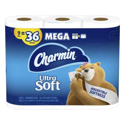 Charmin Ultra Soft Toilet Paper 9 Mega Rolls = 36 regular rolls