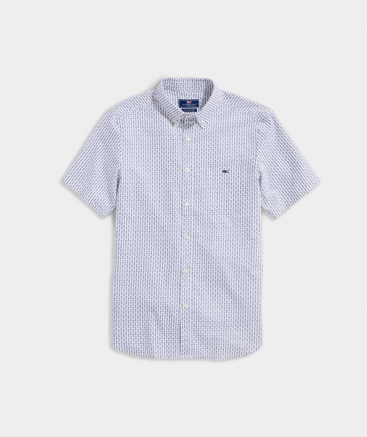 Classic Fit Lighthouse Print Short-Sleeve Shirt in Stretch Cotton