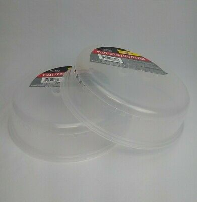 Microwave Splatter Covers Clear Plastic Round Domes 10”D x 2.3”H (2-Pack)