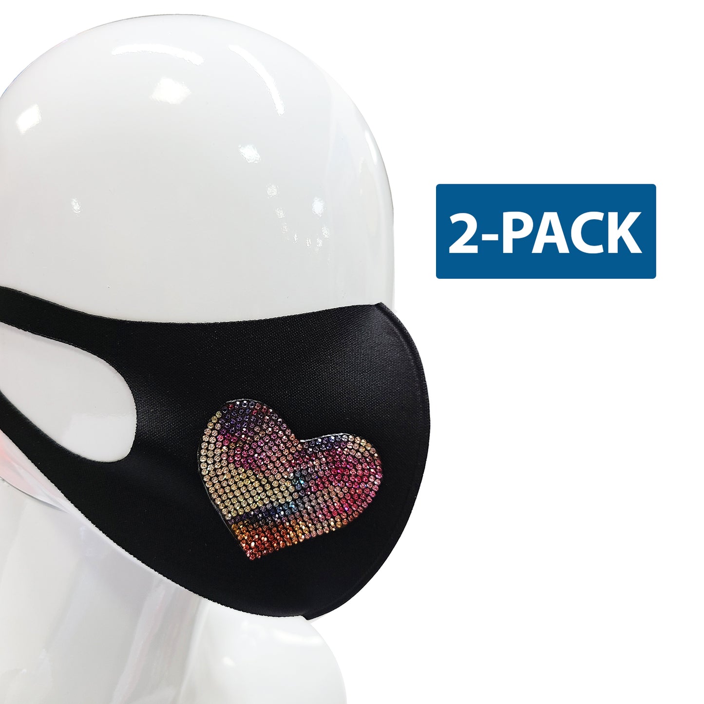 Reusable Fashion Face Mask high Quality Cotton Black Multi "2-PACK"