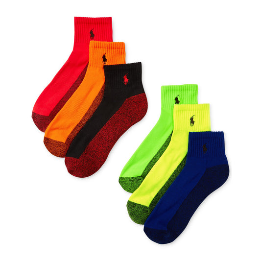 Polo Ralph Lauren Men's Athletic Celebrity Quarter Socks 6-Pack