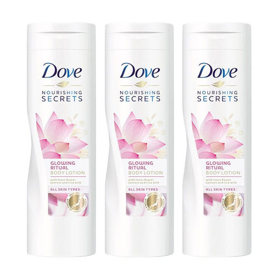 Dove Glowing Ritual Body Lotion Lotus Flower and Rice Milk 400 ML (3 Pack)