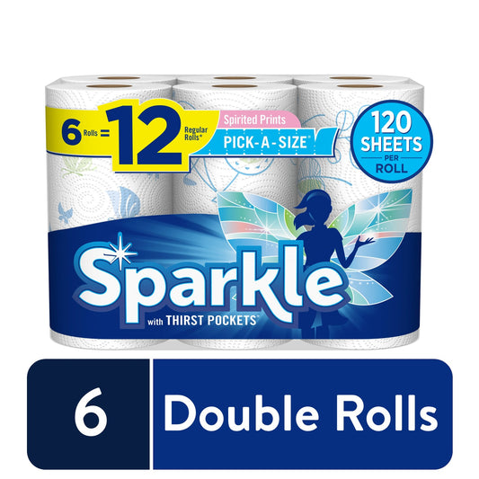 Sparkle Pick-A-Size Paper Towels Spirited Print 6=12  Double Rolls