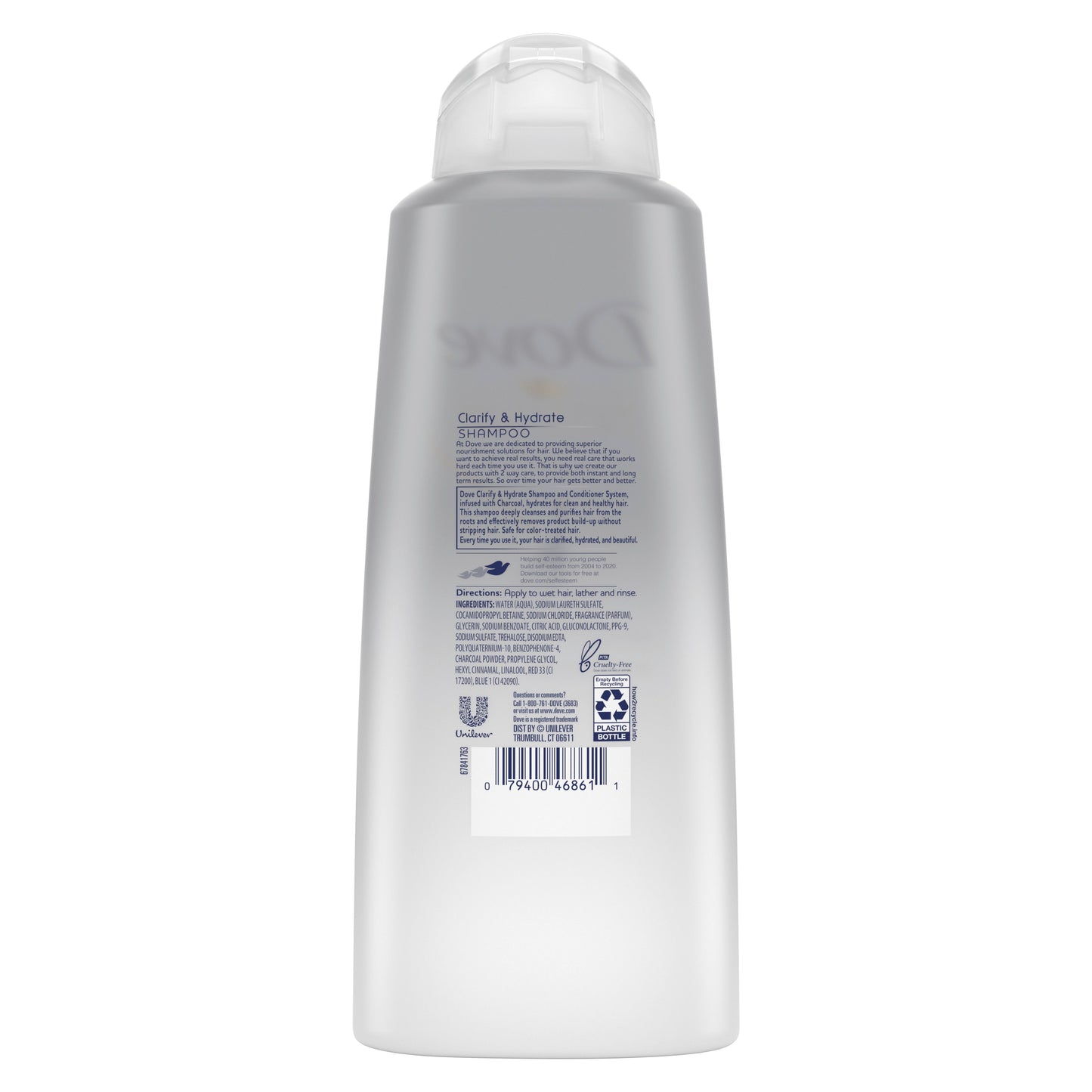 Dove Clarify & Hydrate Shampoo with Charcoal 20.4 oz "2-PACK"