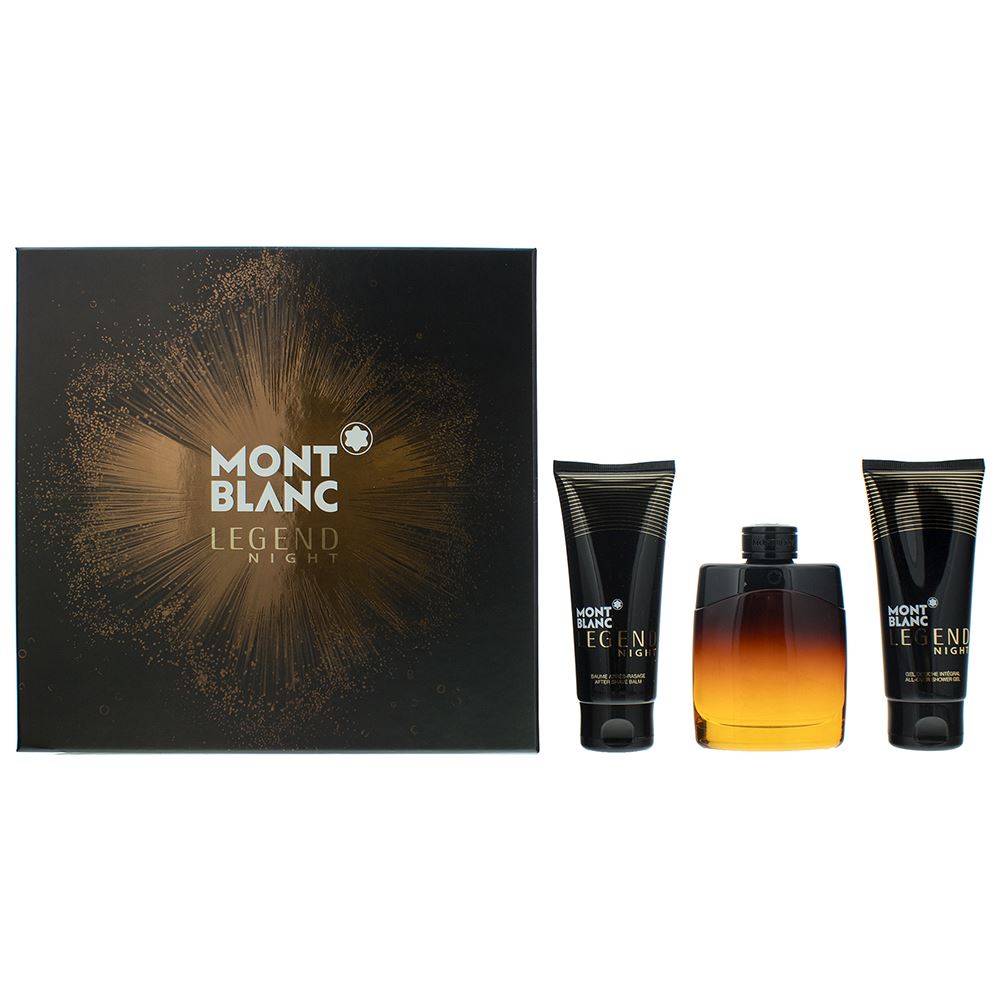 Mont Blanc Legend Night 3 pc Gift Set EDT 3.4 oz Men