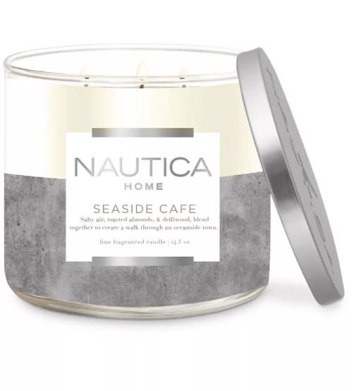 Nautica Soy Wax Blend 3 Wick Candle - Seaside Cafe 14.5 Oz