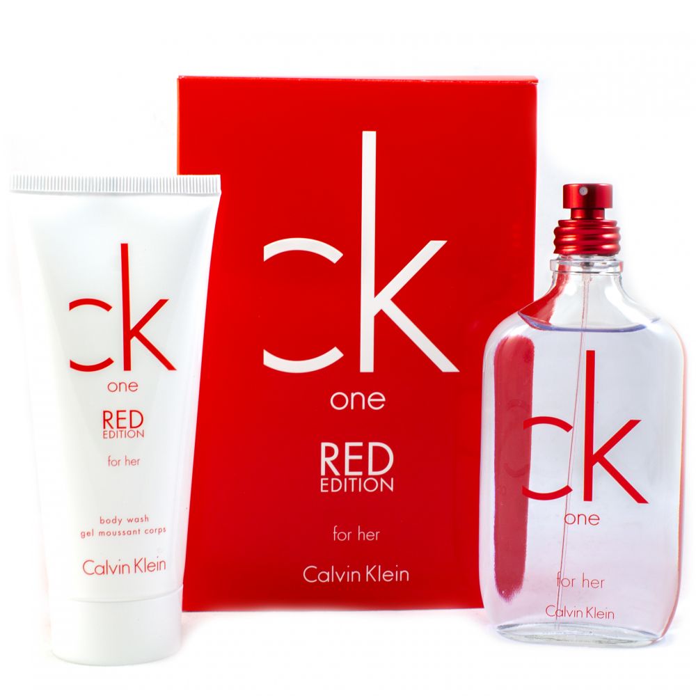 CK One Red Edition 2pcs Gift Set EDT 3.4 oz, Shower Gel 3.4 oz, Women
