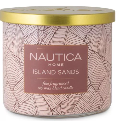 Nautica Soy Wax Blend 3 Wick Candle - Island Sands 14.5 Oz