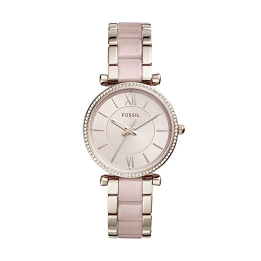Fossil Women's 'Carlie' Quartz Stainless Steel Casual Watch Pink (ES4346)