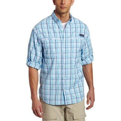 Columbia Men's Super Tamiami Long Sleeve Shirt (Small, Sail/4 Color Check)
