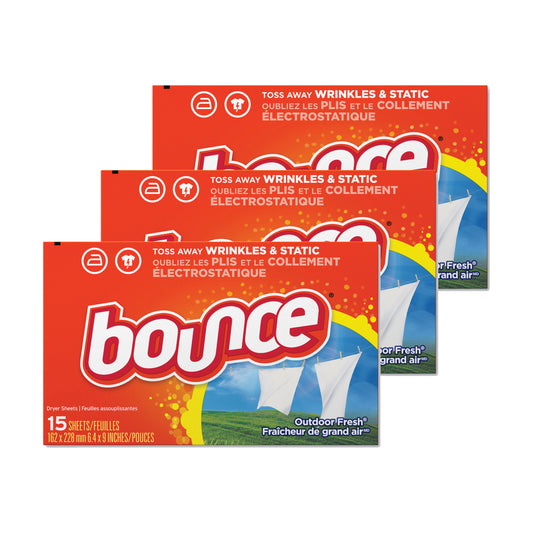 Bounce Outdoor Fresh Dryer Sheets 15 ct per box "3-PACK"