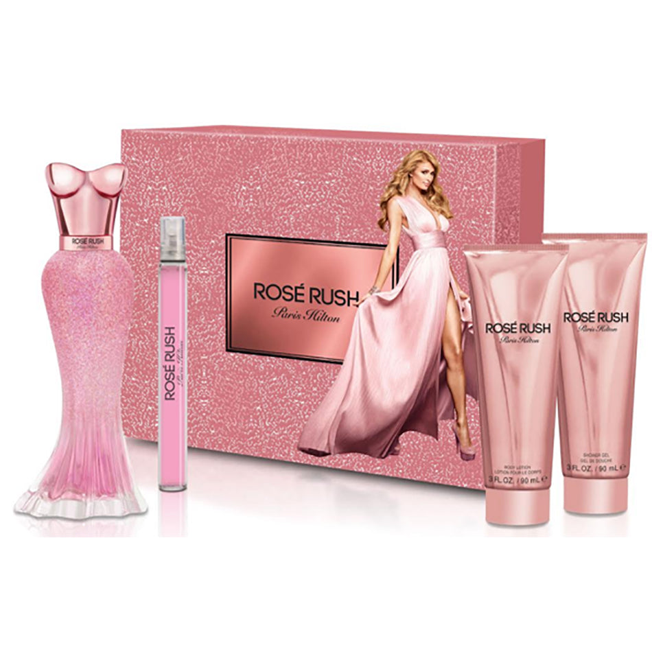 Paris Hilton Rose Rush 4pc Gift Set EDP 3.4 oz 100 ml