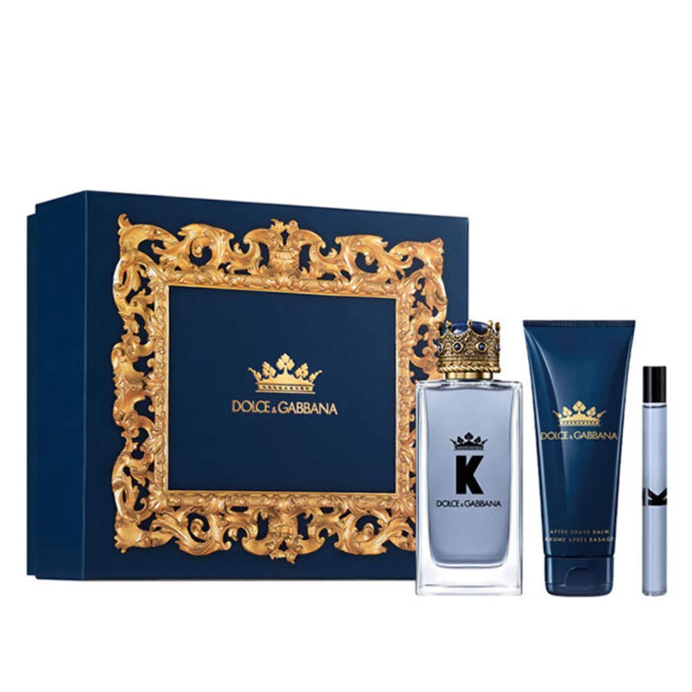 Dolce & Gabbana King 3 pcs Gift Set  EDT 3.3 oz, EDT 0.33 oz, After Shave 2.5 oz Men