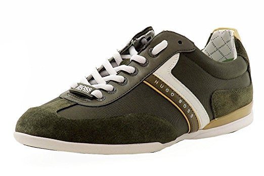 Hugo Boss Men's Spacito Fashion Dark Green Leather Sneakers Shoes (50292894 301)