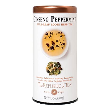The Republic of Tea Ginseng Peppermint Herbal Full-Leaf Tea - 50 Cups