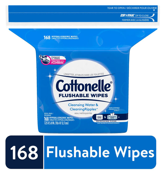 Cottonelle FreshCare Flushable Wipes Resealable Pack 168 Wipes total