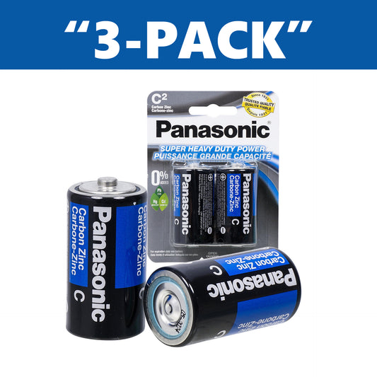 Panasonic C Batteries Super Heavy Duty Power Carbon Zinc 2pc "3-PACK"