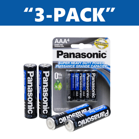 Panasonic AAA Batteries Super Heavy Duty Power Carbon Zinc 4pc "3-PACK"