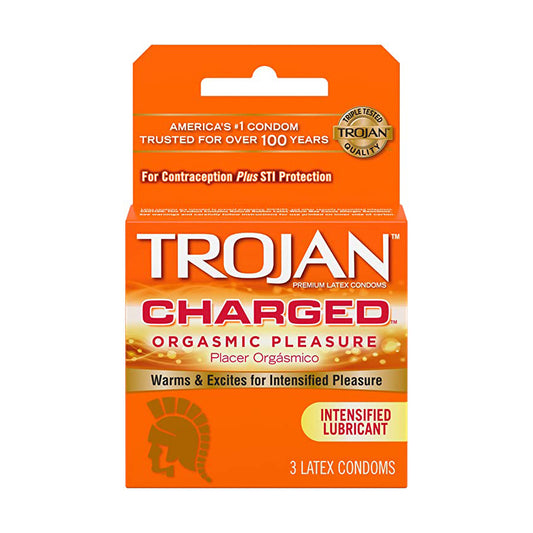 Trojan Charged Lubricated Condoms Orgasmic Pleasure "6-PACK"