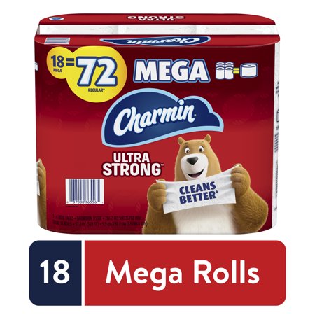 Charmin Ultra Strong Toilet Paper, 18 Mega Rolls = 72 Regular Rolls, 5148 Sheets