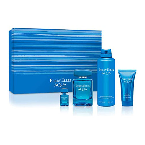 Perry Ellis Aqua 4pc Gift Set EDT 3.4 oz 100 ml Men