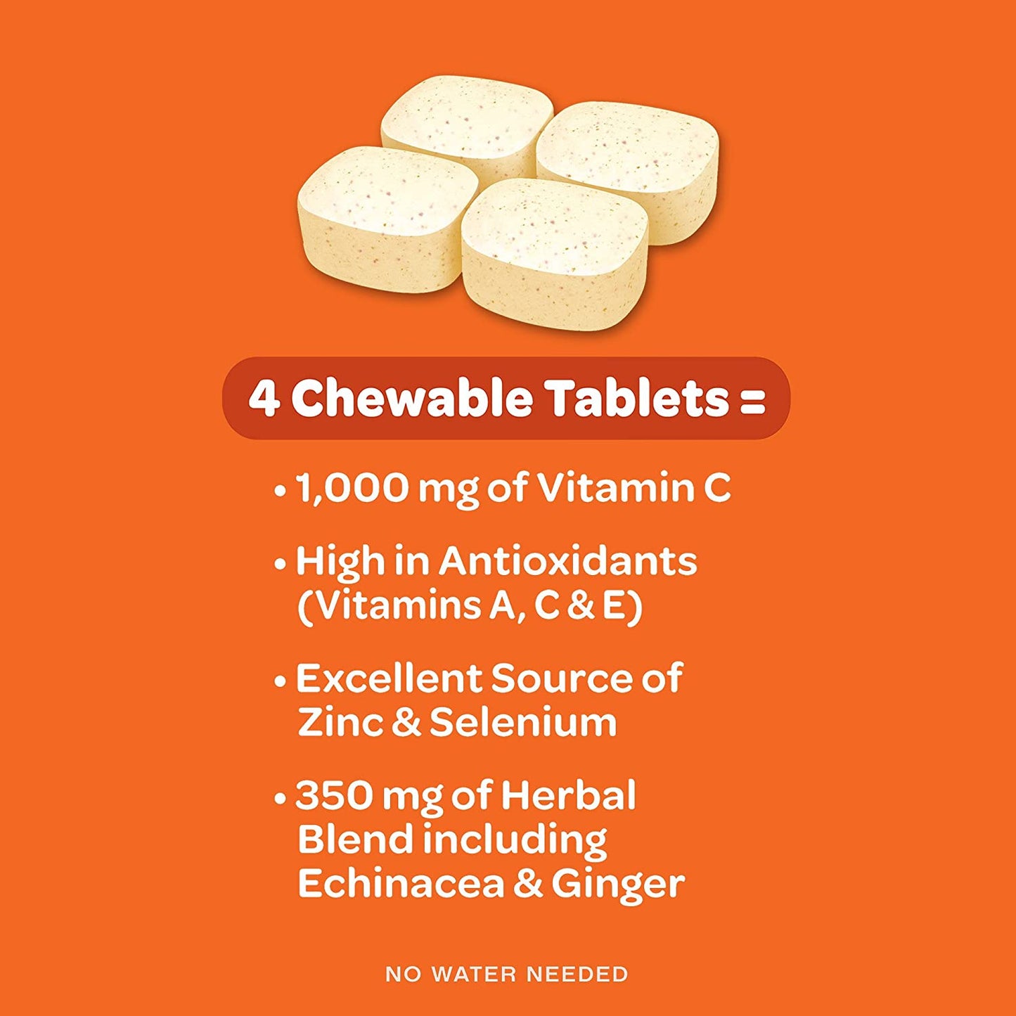 Airborne Citrus Chewable Tablets 64 count - 1000mg of Vitamin C - Gluten-Free Immune Support Supplement and High in Antioxidants