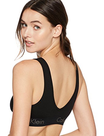 Calvin Klein Womens Zip Back Lazer-Logo Bralette Bra Black QF4195 Size  Small NWT