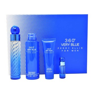Perry Ellis 360 Very Blue 4PC Gift Set Men EDT 3.4 oz 100 ml