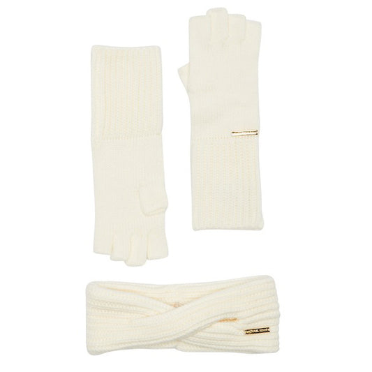 Michael Kors Headband and Fingerless Glovet Set (Cream) (537422)