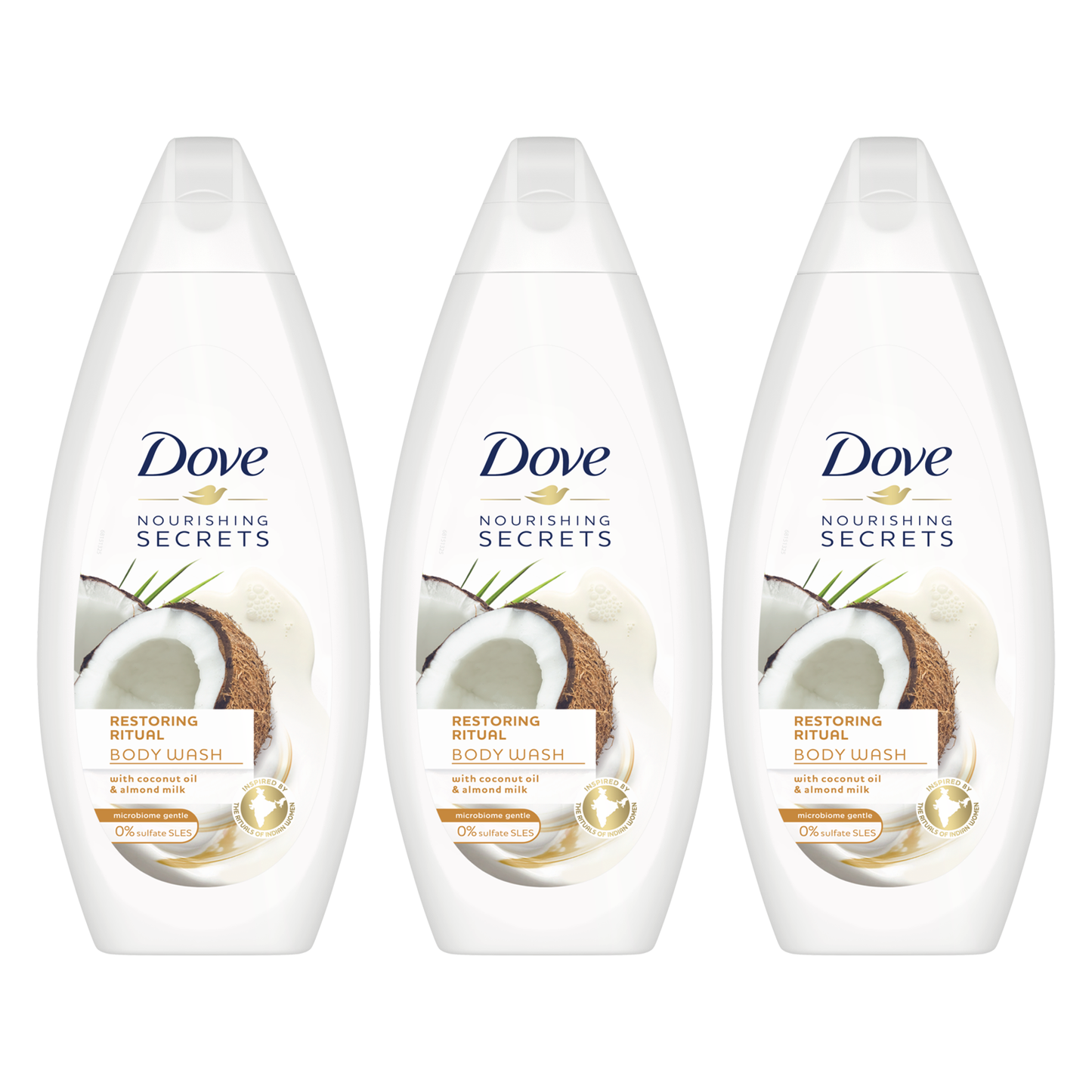 Dove Restoring Ritual Body Wash Coconut Oil and Almond Milk 500 ml "3-PACK"