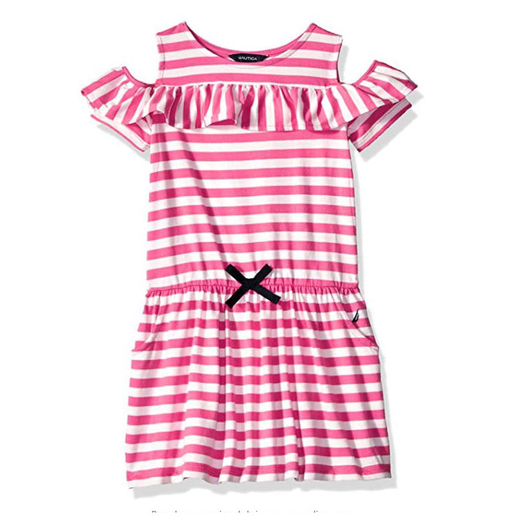 Nautica Little Girls Sleeveless Dress Rose Stripes