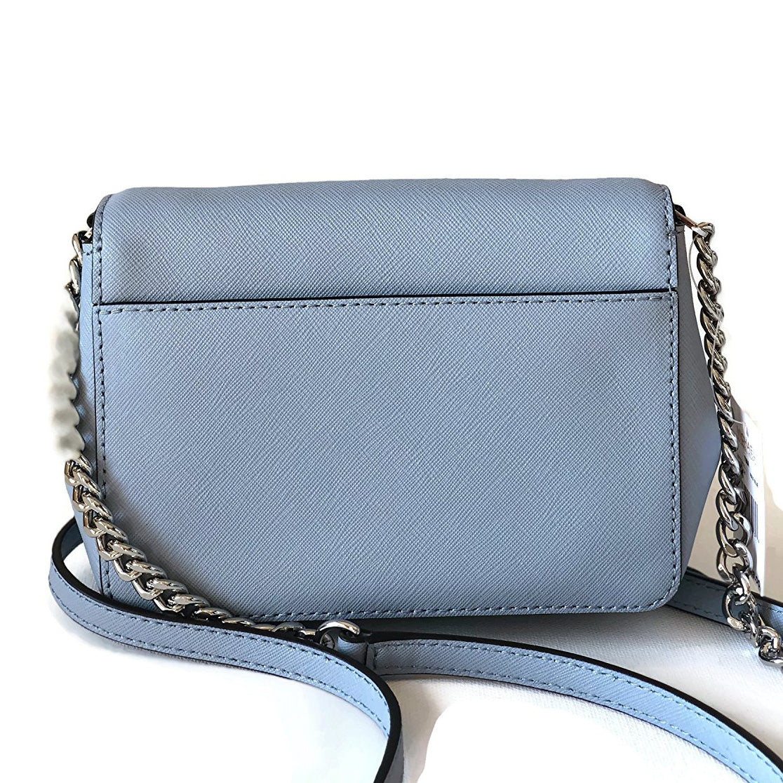 Michael Kors Tina Small Leather Clutch Crossbody Bag Pale Blue (35F7GT4C1L)