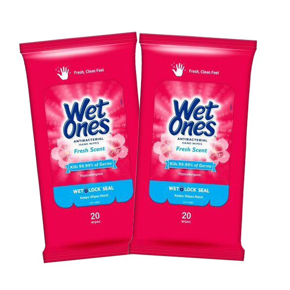 Wet Ones Antibacterial Hand Wipes Fresh Scent 20 ct (2-PACK)