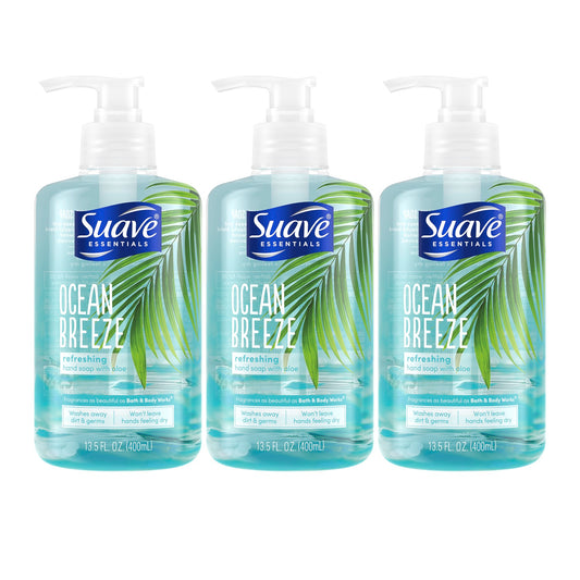 Suave Essentials Hydrating Liquid Hand Soap Ocean Breeze 13.5 oz "3-PACK"