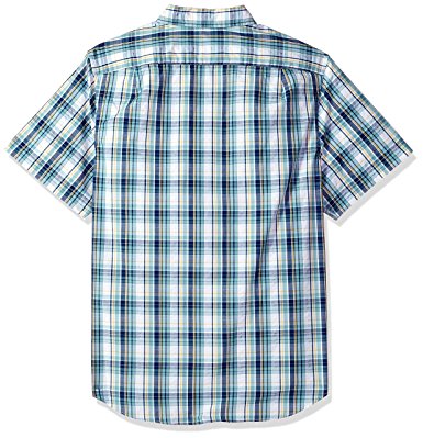 Nautica Men's Short Sleeve Plaid Button Down Shirt Cameo Blue (W81150)