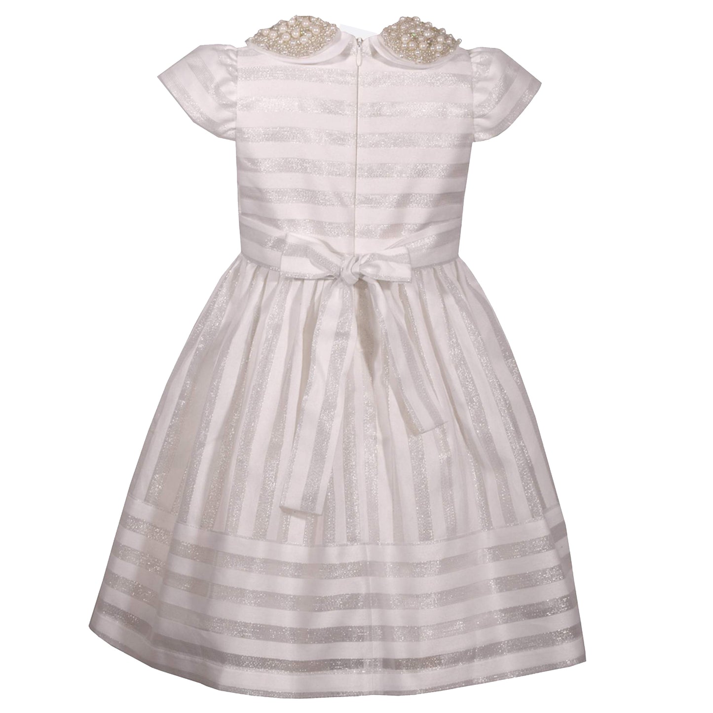 Bonnie Jean Little Girls London Striped Dress Ivory